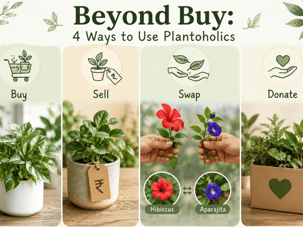 Online plants near me in Bangalore — buy, sell, swap, and donate plants on Plantoholics